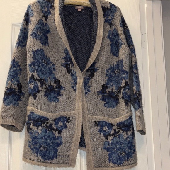 J. Jill Sweaters - J. Jill Gray and Blue Floral Cardigan
